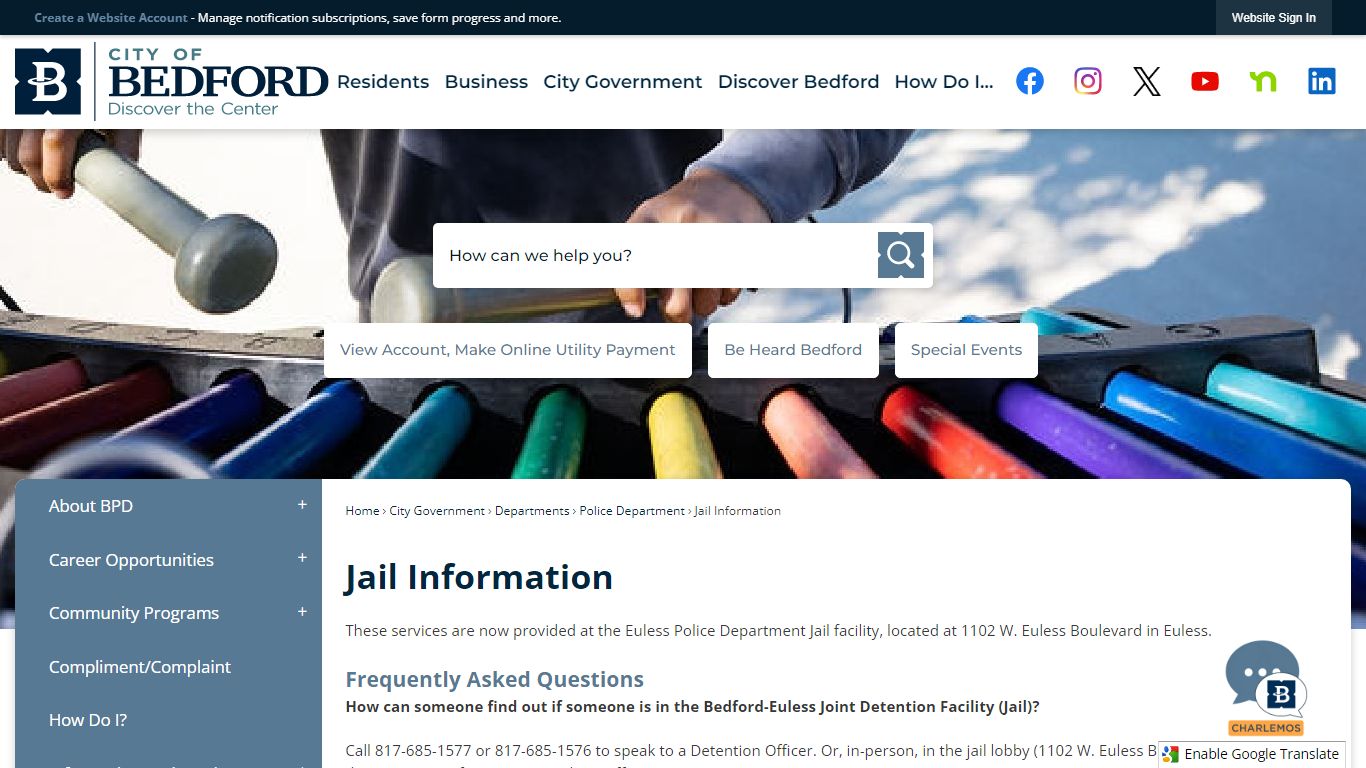 Jail Information | Bedford TX